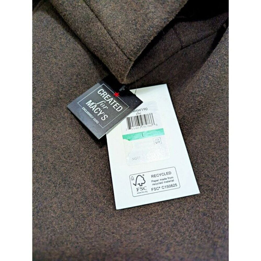 DKNY Women's Notched-Collar Double-Breasted Coat Chocolate Size L (MSRP $350) - Picture 8 of 8